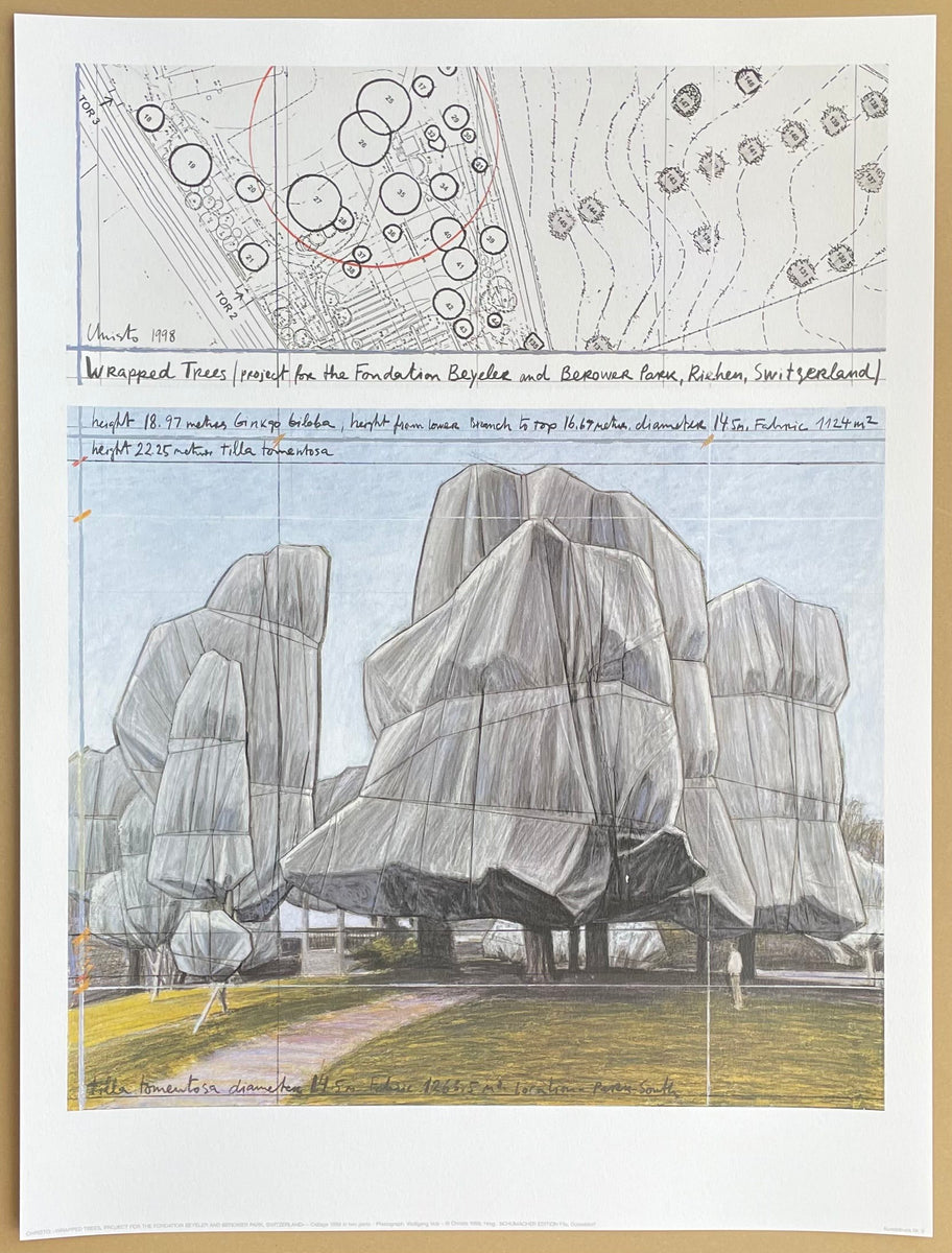 Christo exhibition poster - Wrapped trees - offset lithograph