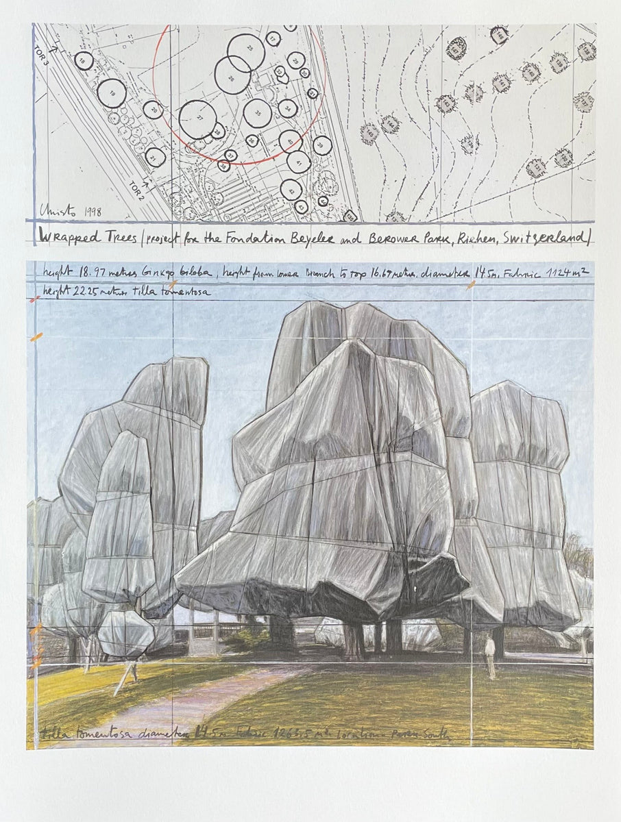 Christo exhibition poster - Wrapped trees - offset lithograph