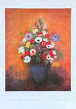 Odilon Redon exhibition poster - Anemones and Lilacs in a Blue Vase - still life - flowers - museum artist - art print