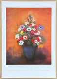 Odilon Redon exhibition poster - Anemones and Lilacs in a Blue Vase - still life - flowers - museum artist - art print