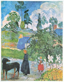 Paul Gauguin exhibition poster - Landscape in Brittany - woman with dog - museum artist - art print