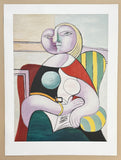 Pablo Picasso exhibition poster - Woman reading - young lady  - museum artist - art print
