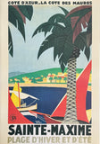 Roger Broders exhibition poster - Cote d'Azur - Sainte-Maxime - France - Travel - Tourism - art print