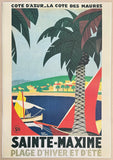Roger Broders exhibition poster - Cote d'Azur - Sainte-Maxime - France - Travel - Tourism - art print