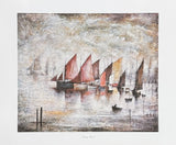 LS Lowry exhibition poster - Sailing Boats - sea - beach - ocean - ship - museum artist - art print
