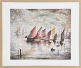 LS Lowry exhibition poster - Sailing Boats - sea - beach - ocean - ship - museum artist - art print