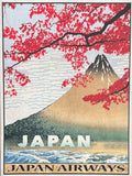 Japan tourism poster - Japan Airways - travel - holidays - Mount Fuji - decorative art print