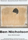 Ben Nicholson exhibition poster - New Drawings - Kestner Gesellschaft Hannover - museum artist- very rare and early print - 1967