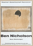 Ben Nicholson exhibition poster - New Drawings - Kestner Gesellschaft Hannover - museum artist- very rare and early print - 1967