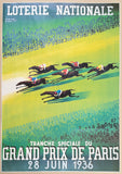 International Horse Race exhibition poster - Loterie Nationale - Grand Prix - Paris - art print - reproduction