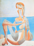 Pablo Picasso exhibition poster - Bagnate seduta in riva al mare - museum artist - art print - cubism