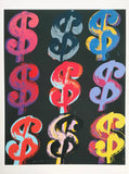 Andy Warhol exhibition poster - Nine Dollars - money - black - pop-art - museum artist - art print - 2014