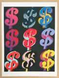 Andy Warhol exhibition poster - Nine Dollars - money - black - pop-art - museum artist - art print - 2014