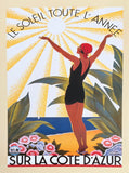 Roger Broders exhibition poster - Cote d'Azur - Le Soleil toute l'annee - France - Travel - Tourism - art print - reproduction