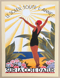 Roger Broders exhibition poster - Cote d'Azur - Le Soleil toute l'annee - France - Travel - Tourism - art print - reproduction