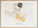 Egon Schiele exhibition poster - Girl with yellow scarf - museum artist - art print