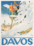Davos exhibition poster - winter sport - Switzerland - Mountains - snow - decorative - travel tourism - art print - reproduction