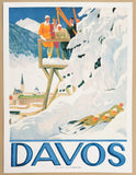 Davos exhibition poster - winter sport - Switzerland - Mountains - snow - decorative - travel tourism - art print - reproduction
