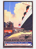 Trans Atlantic exhibition poster - Paris - Le Havre - New York - train - ship - transportation - travel - tourism - art print