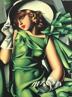 Tamara de Lempicka exhibition poster - Lady in green dress - female portrait - art deco - museum artist - art print - excellent