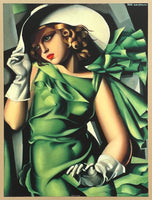 Tamara de Lempicka exhibition poster - Lady in green dress - female portrait - art deco - museum artist - art print - excellent