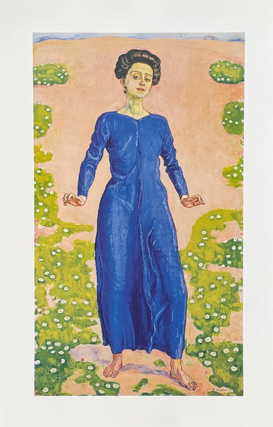 Ferdinand Hodler exhibition poster - Transfiguration - lady in blue dress - female portrait - museum artist - art print - Swiss artist