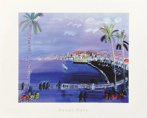 Raoul Dufy exhibition poster - Nice - The bay of Angels - blue - palm trees - France  - museum artist - art print