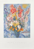 Marc Chagall exhibition poster - Bouquet des Fleurs - museum artist - art print - blue - still life - flowers - love