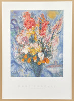 Marc Chagall exhibition poster - Bouquet des Fleurs - museum artist - art print - blue - still life - flowers - love