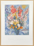 Marc Chagall exhibition poster - Bouquet des Fleurs - museum artist - art print - blue - still life - flowers - love