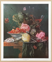 Jan Davidsz de Heem exhibition poster - Nature Morte aux Fruits - Still Life with Fruits - museum artist - vintage art print - 1970s