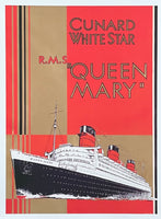 Cunard White Star exhibition poster - RMS Queen Mary - red - Atlantic crossing - Cruise ship - Tourism - decorative art print - reproduction