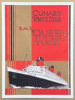 Cunard White Star exhibition poster - RMS Queen Mary - red - Atlantic crossing - Cruise ship - Tourism - decorative art print - reproduction