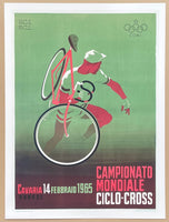 Cyclocross exhibition poster - World Championship 1965 - cycling race - decorative art print - green - offset litho - reproduction