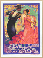 Spain tourism poster - Sevilla - Flamenco dance - traditional dancing - decorative art print - travel - tourism - reproduction