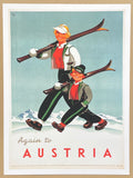 Again to Austria exhibition poster - Winter Sport - skiing - snow - mountains - tourism - decorative art print - reproduction