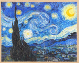 Vincent van Gogh exhibition poster - The Starry Night - moon - stars - blue - museum artist - art print