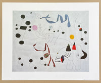 Joan Miro exhibition poster - Mujer, sonando en su evasion, 1945 - museum artist - art print - surrealism - offset litho - 1998