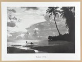 Tahiti, 1938 exhibition poster - fishing men - ocean. sea - tropical island - black white photography - art print