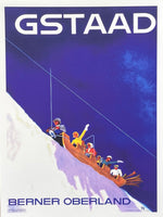 Gstaad exhibition poster - Switzerland - France - winter sport - skiing - snow - mountains - tourism - decorative art print - reproduction