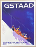 Gstaad exhibition poster - Switzerland - France - winter sport - skiing - snow - mountains - tourism - decorative art print - reproduction