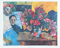 Paul Gauguin exhibition poster - Flowers - museum artist - art print - offset lithograph - 1970s