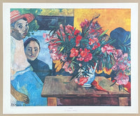 Paul Gauguin exhibition poster - Flowers - museum artist - art print - offset lithograph - 1970s