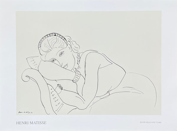 Henri Matisse exhibition poster - Jeune Fille avec Tiare - lady on sofa - French Art - museum artist - art print