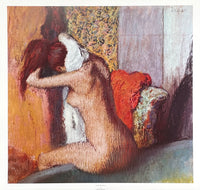 Edgar Degas exhibition poster - After the bath - Woman drying herself - art print - impressionist - naked lady - bathroom - 1975