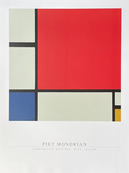 Piet Mondrian exhibition poster - Composition with red blue yellow  - museum artist - art print - 1990