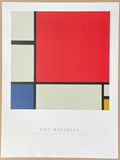 Piet Mondrian exhibition poster - Composition with red blue yellow  - museum artist - art print - 1990