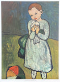 Pablo Picasso exhibition poster - L'enfant au pigeon - Child with pigeon - very early and highly collectible art print - 1960s