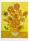 Vincent van Gogh exhibition poster - Sunflowers - museum artist - art print - offset lithograph - 1970s