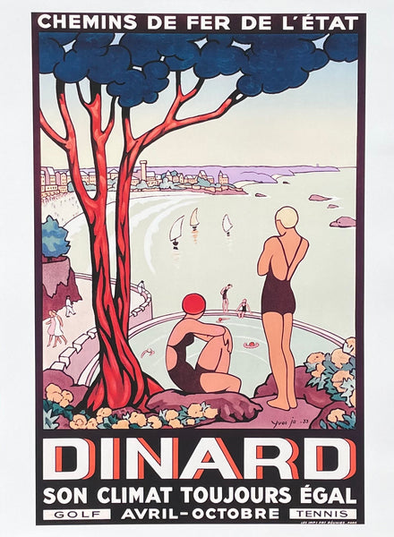 Dinard exhibition poster - Golf - Tennis - Swimming - France - reproduction - travel tourism - art print